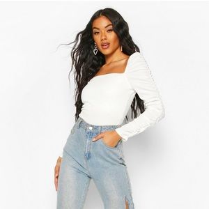 BOOHOO White Long Sleeved Top